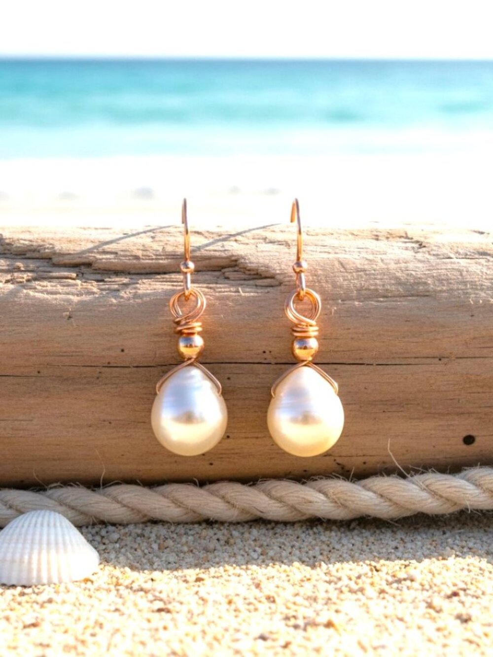 Freshwater Pearl Earrings in 14k Rose Gold Filled, Bridal Jewelry